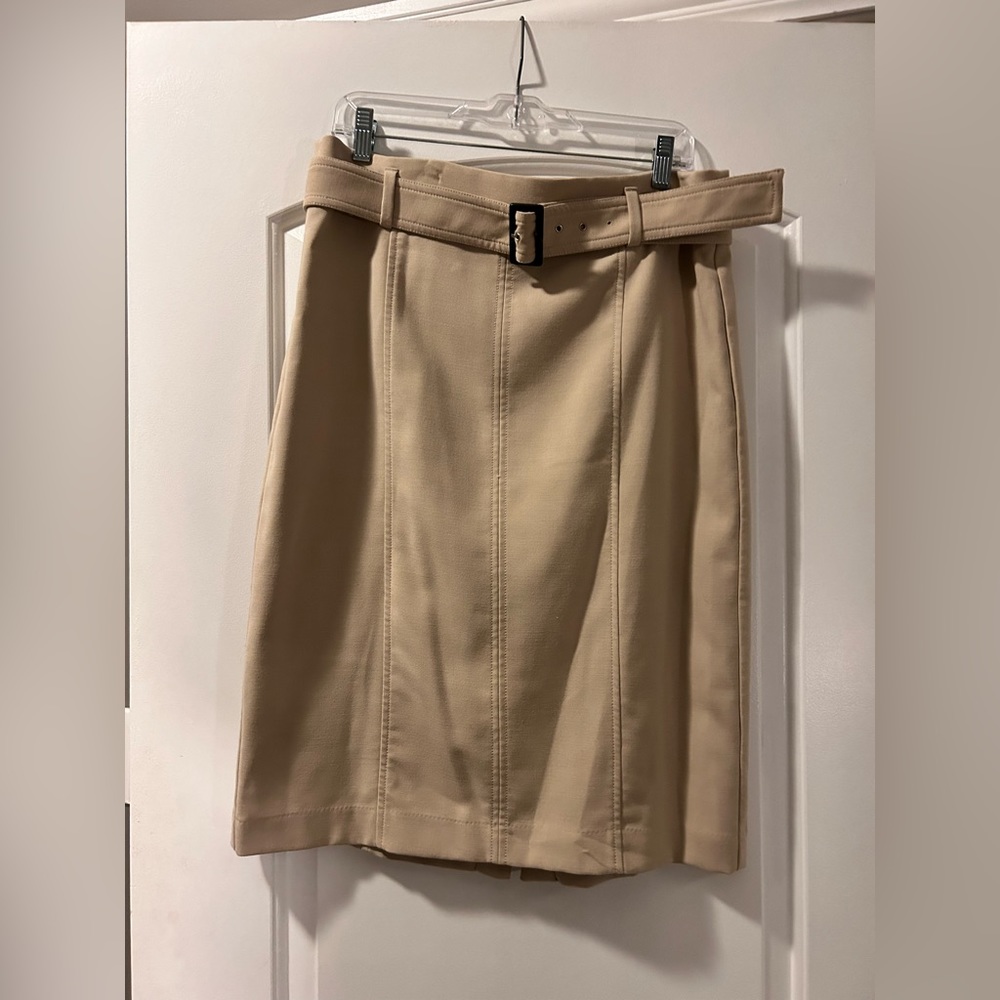 Ann Taylor Khaki Belted Lined Pencil Skirt